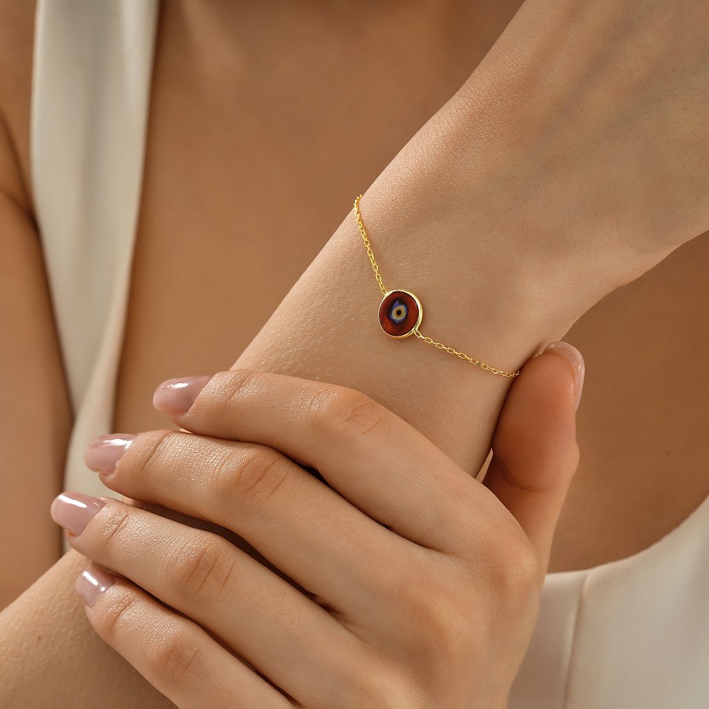 Colorful Evil Eye Bracelet - Adjustable Gold-Plated Chain
